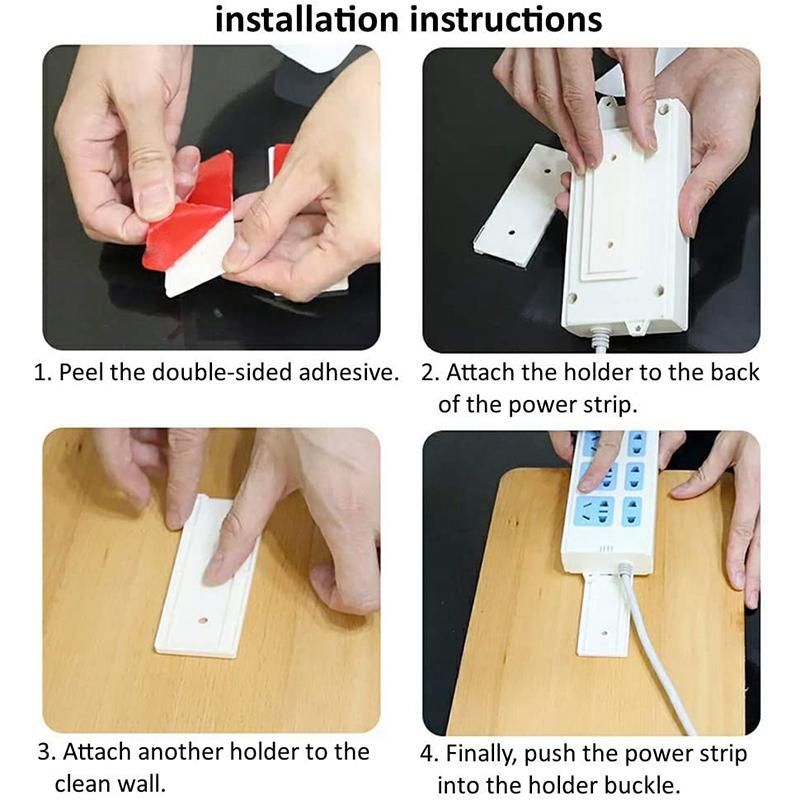 Power Board Holder, Surge Protector, Wall-Mounted, Self-Adhesive Cable Management System for Computer Desk Finishing 2