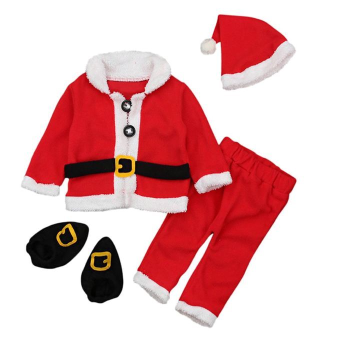 Infant Boys Girls Santa Claus Costume Baby Christmas 4pcs 0-6Months