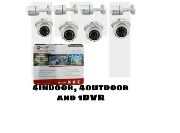 CCTV AHD Surveillance Camera, 8-channels Kits, (4 Indoors + 4 Outdoors)