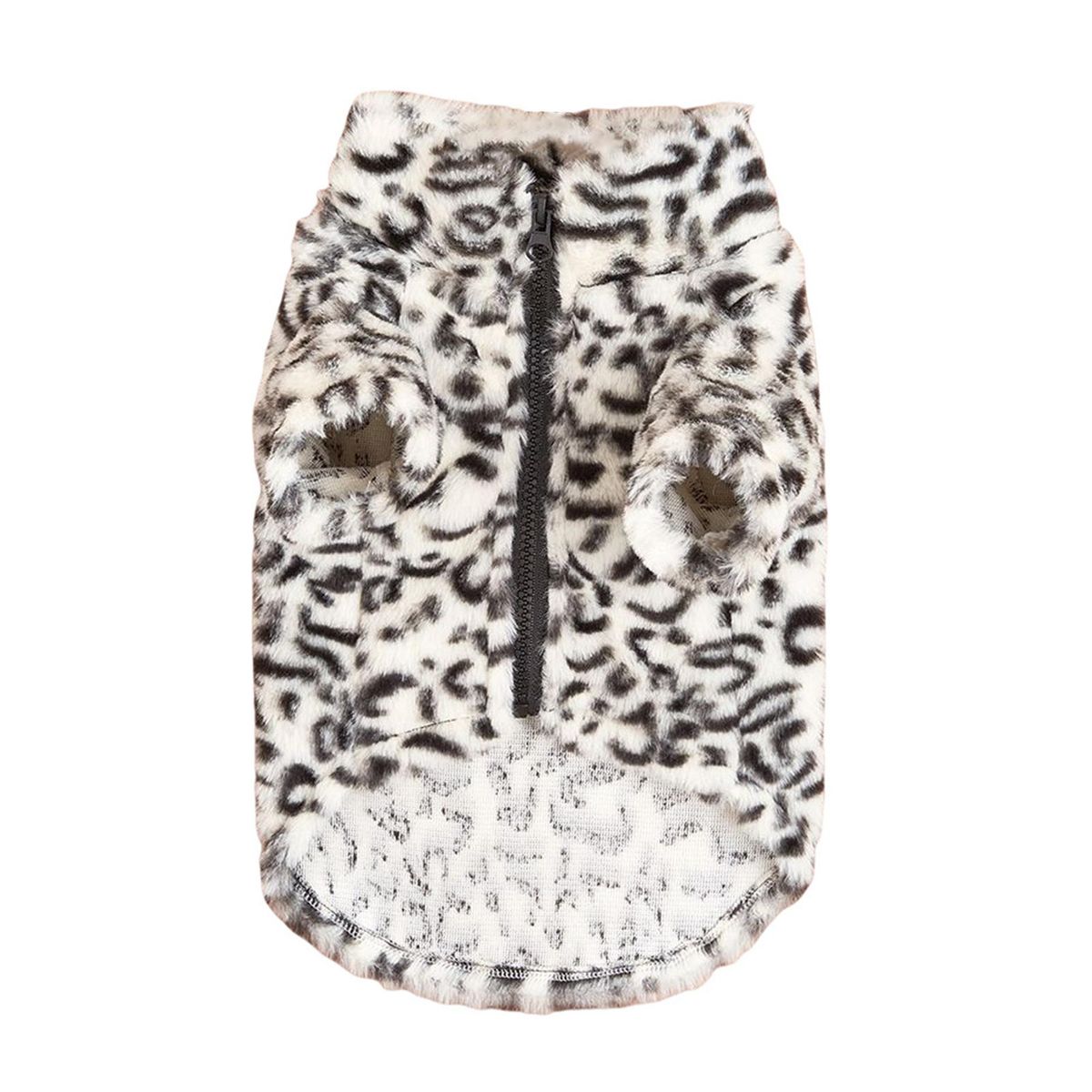 Cats Plush Coat Cute Leopard Print Imitation Rabbit Fur Dog Coat Black White