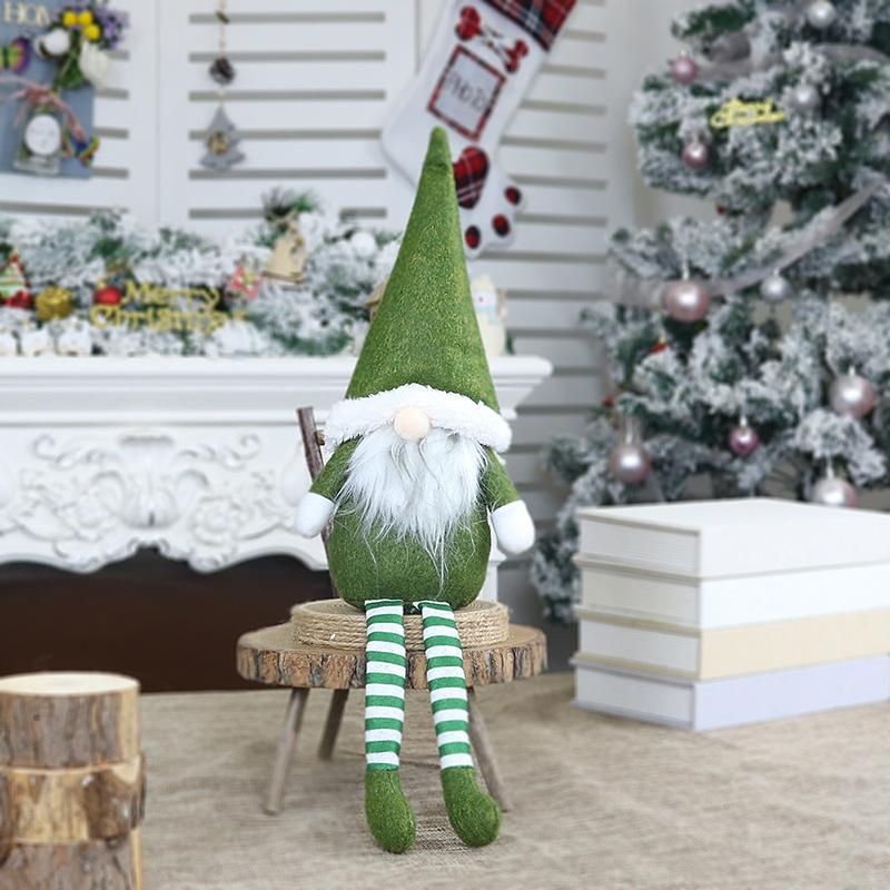 2019 Christmas Decoration Supplies Faceless Doll Long Legs Sitting Santa Claus Doll Pendant Window Decoration Gray faceless doll with long legs