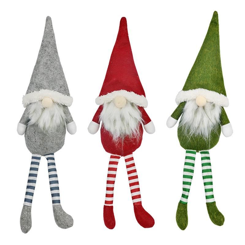 2019 Christmas Decoration Supplies Faceless Doll Long Legs Sitting Santa Claus Doll Pendant Window Decoration Gray faceless doll with long legs