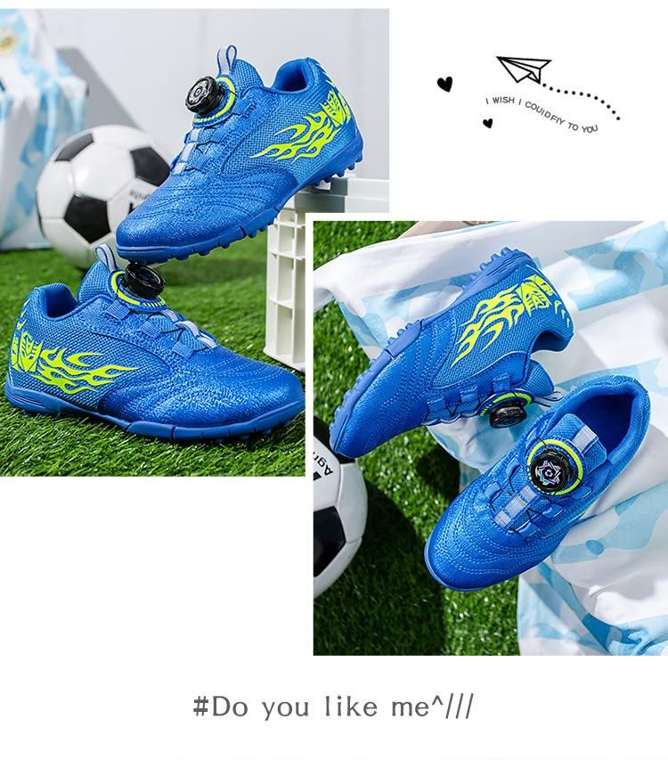 Soccer Boots Children's Rotating Button Football Boots Blue