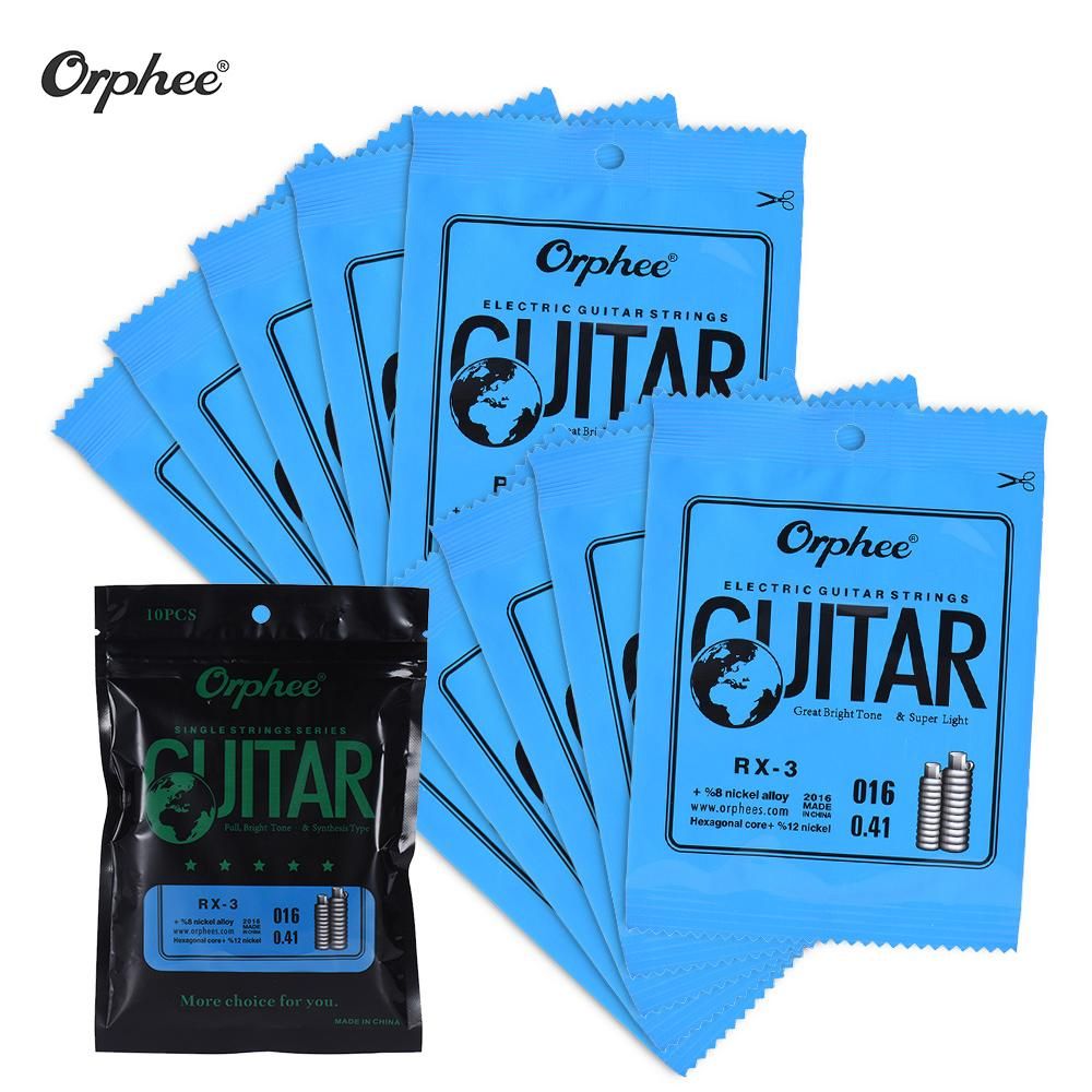 Orphee RX-3 Single String Replacement for Electric Guitar 3rd G-String (.016) 10-Pack Nickel Alloy Super Light Tension