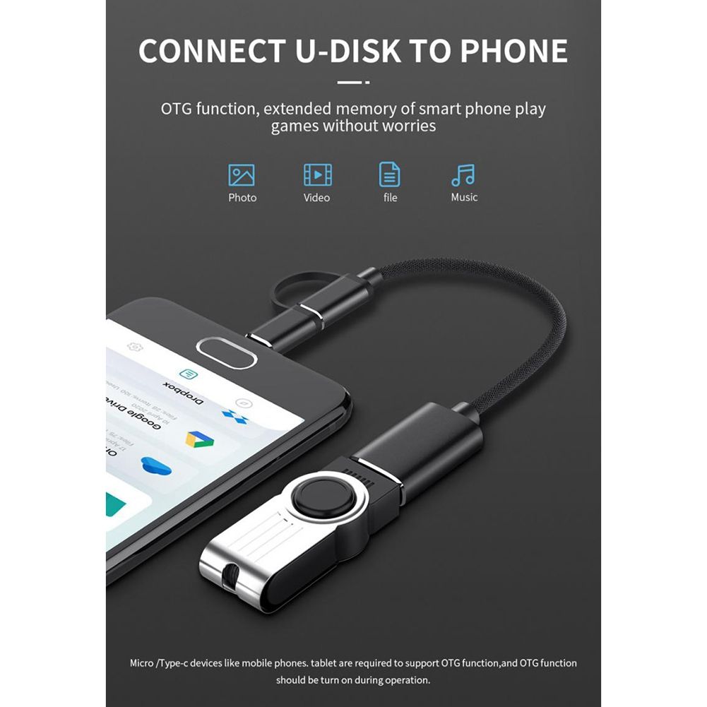 2 In 1 USB 3.0 OTG Adapter Cable Type-C Micro-USB