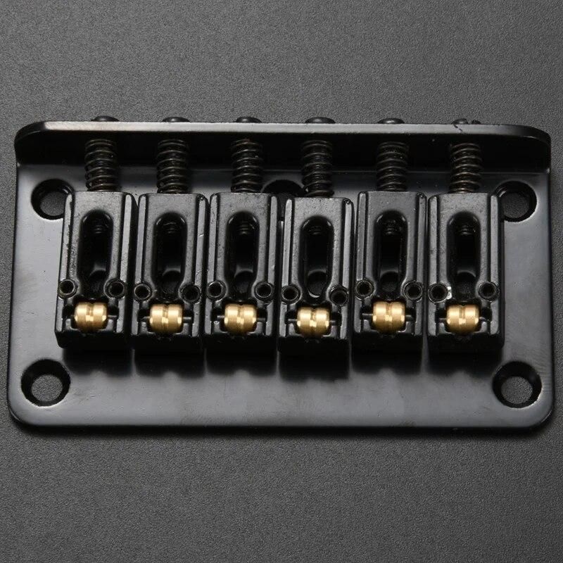 Hardtail Guitar Bridge Body Through for 6 String Electric Parts Black
