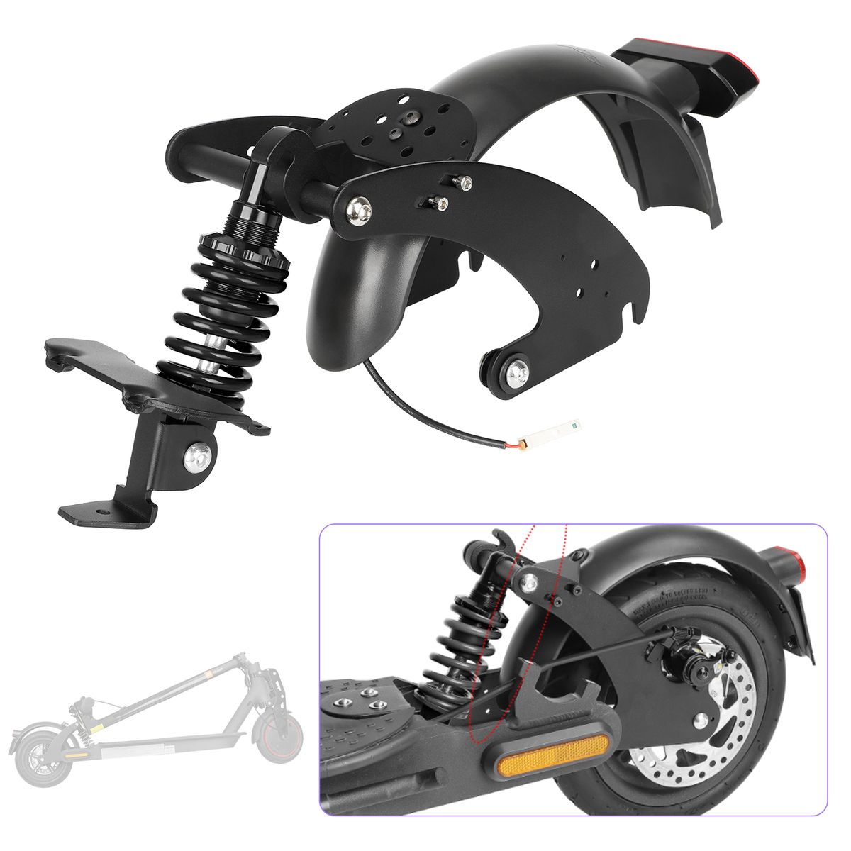 Rear Suspension Kit With Mudguard And LED Taillight For