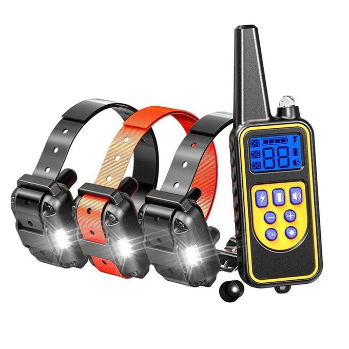 Rechargeable Dog Training Collar Remote Control Pet 2x Black 1x Orange
