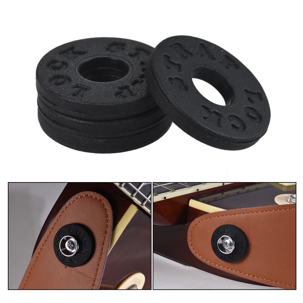 4pcs Bass Guitar Strap Locks Blocks Rubber Material Guitar