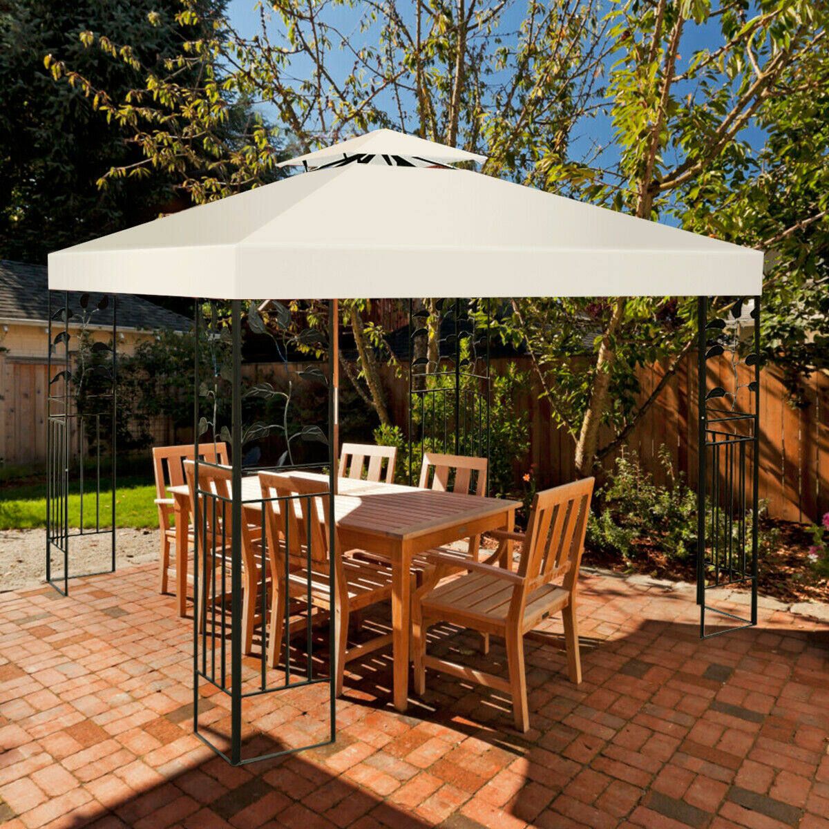 3X3M 2-Tier Replacement Canopy Tent Top Patio Garden Gazebo Sunshade UV Cover NEW Rainproof Red