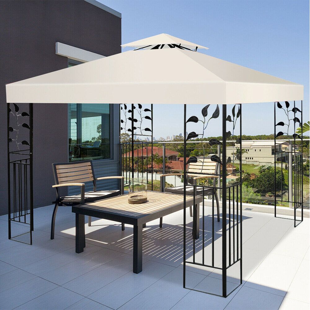 3X3M 2-Tier Replacement Canopy Tent Top Patio Garden Gazebo Sunshade UV Cover NEW Rainproof Red
