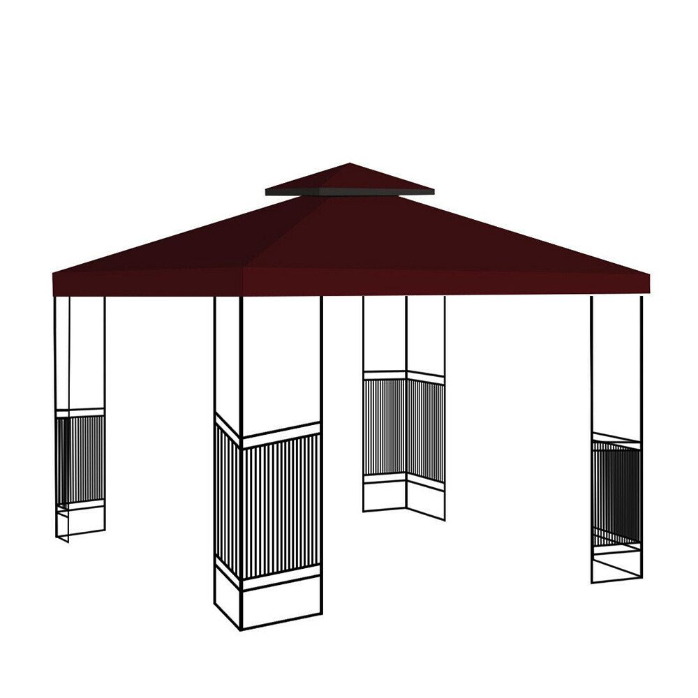 3X3M 2-Tier Replacement Canopy Tent Top Patio Garden Gazebo Sunshade UV Cover NEW Rainproof Red