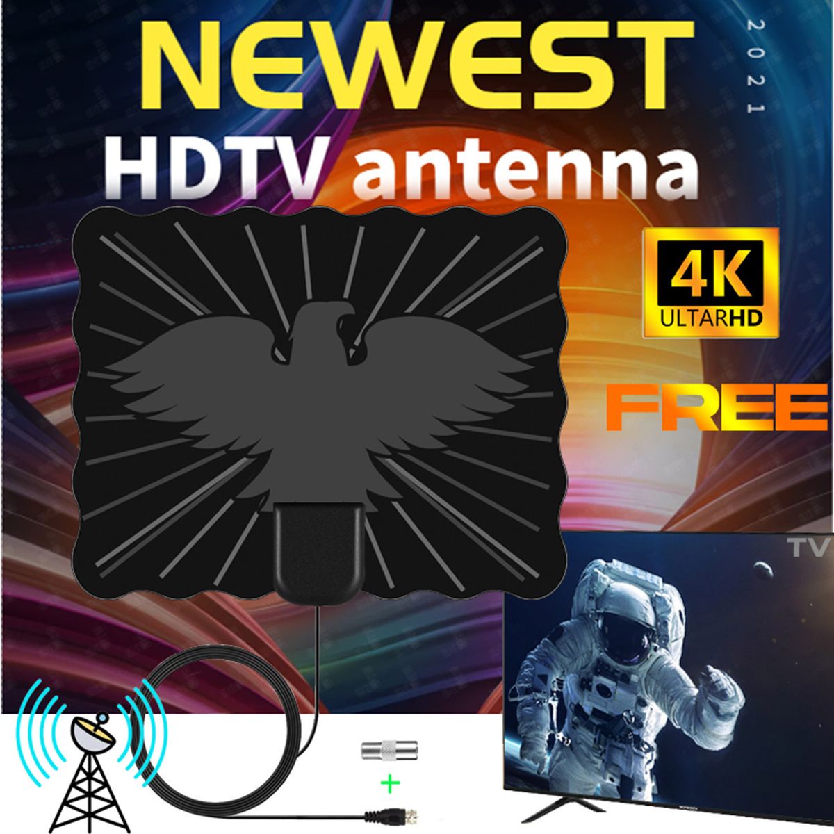25dB High Gain HDTV DTV Box Digital TV Antenna 150 Miles