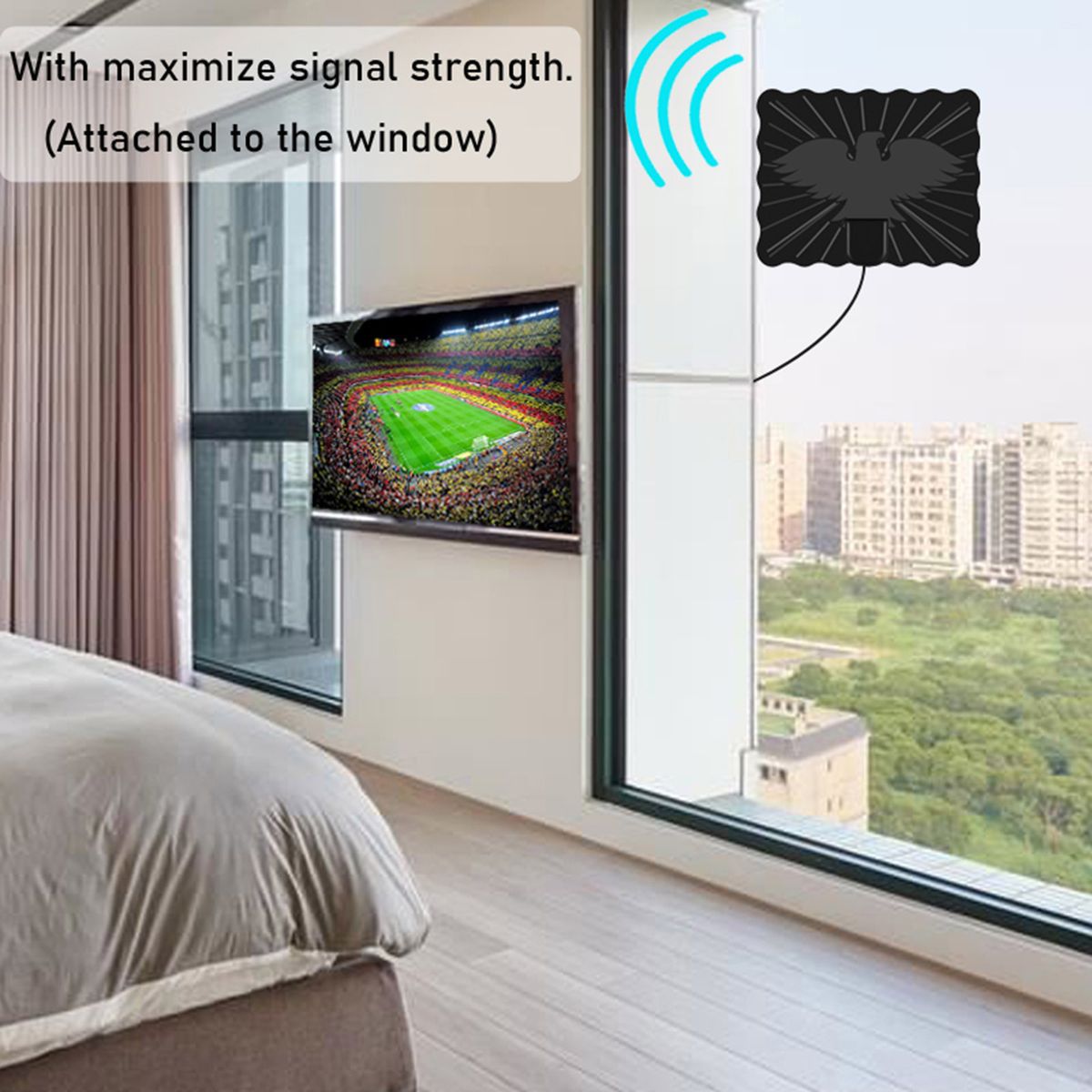 25dB High Gain HDTV DTV Box Digital TV Antenna 150 Miles