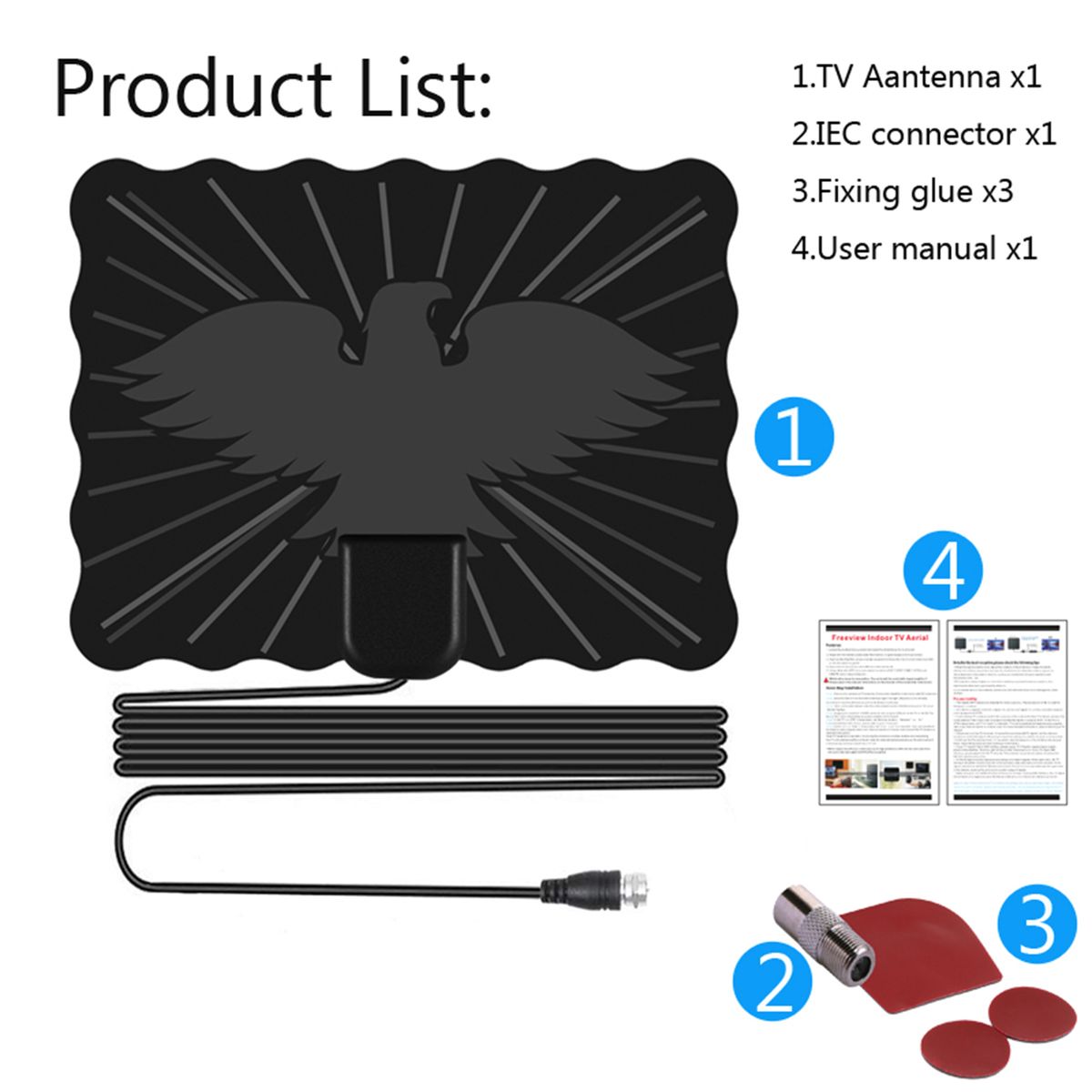 25dB High Gain HDTV DTV Box Digital TV Antenna 150 Miles