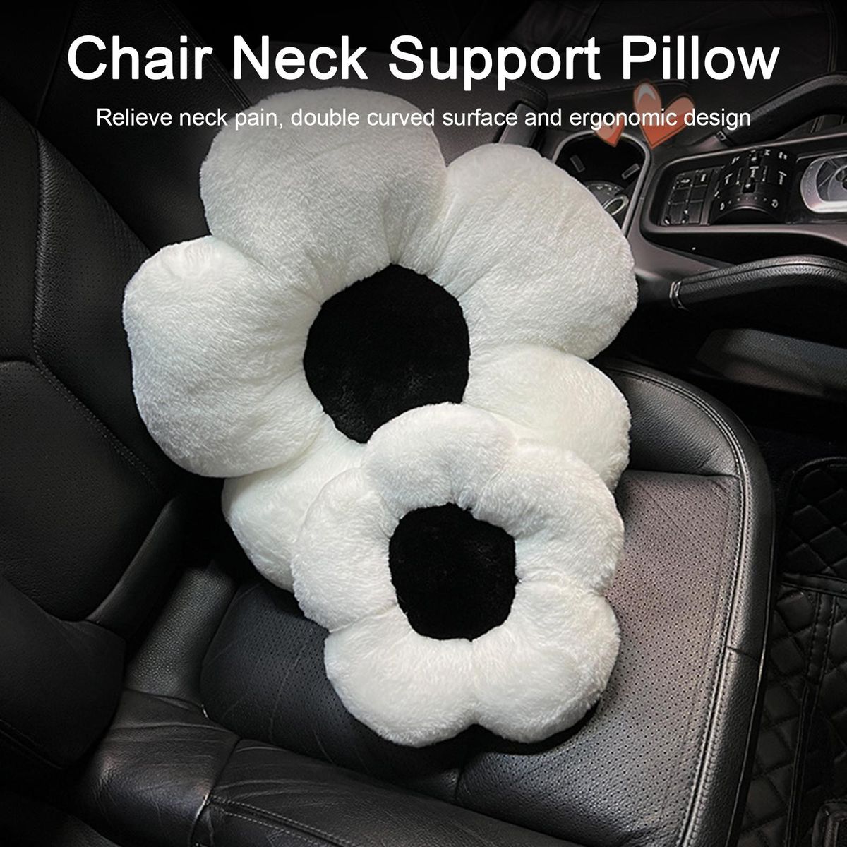 Soft Comfortable Neck Support Pillow Floral Comfort Car for Travel White