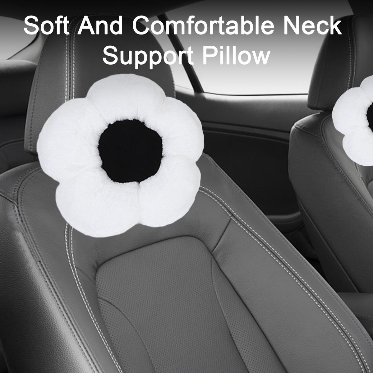 Soft Comfortable Neck Support Pillow Floral Comfort Car for Travel White