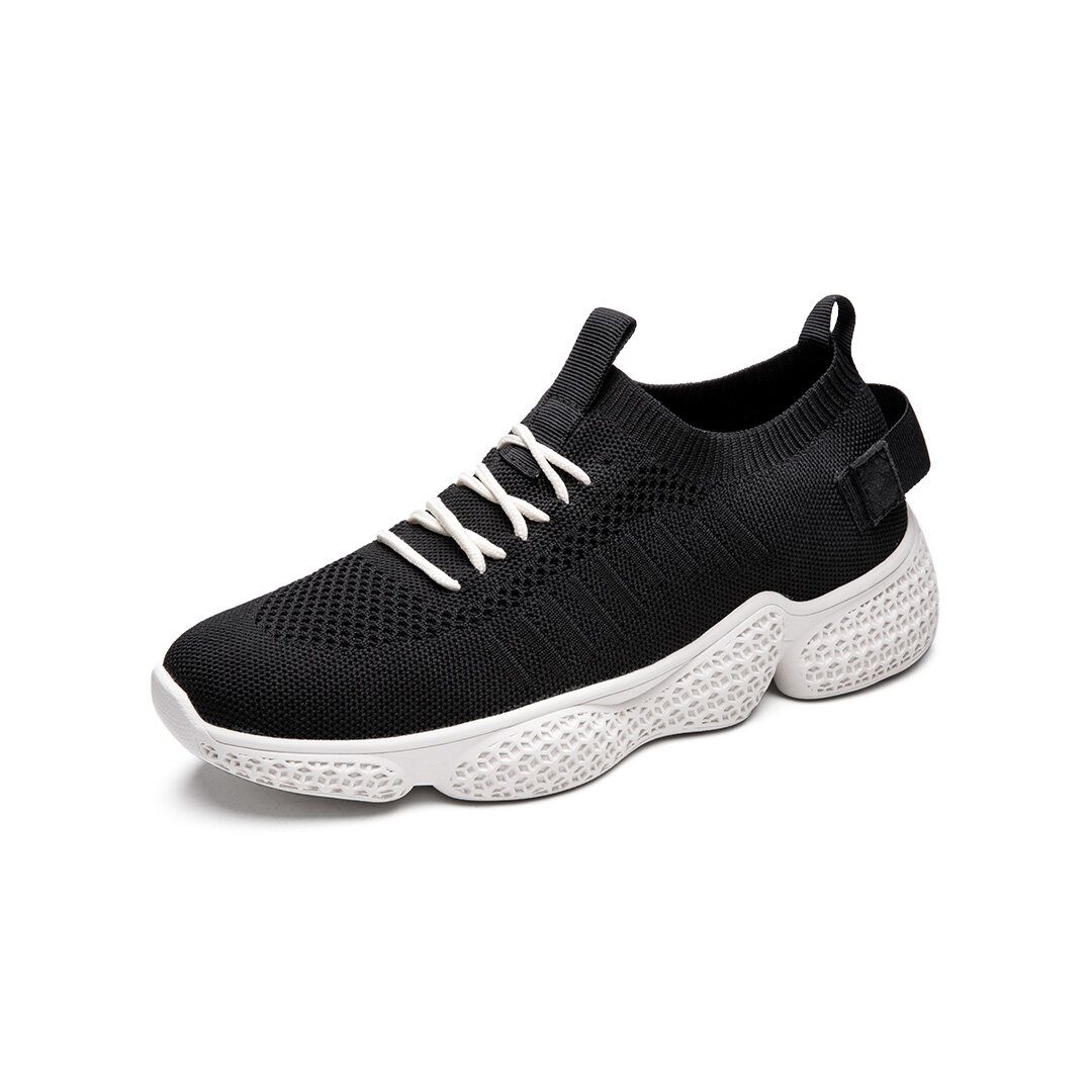 Flying Woven Upper Sneakers High-elastic Non-slip EVA Sport Shoes Pure White And Black Breathable And Refreshing Sneakers Honeycomb Breathable Insole And Sweat-absorbent Running Shoes EU:40