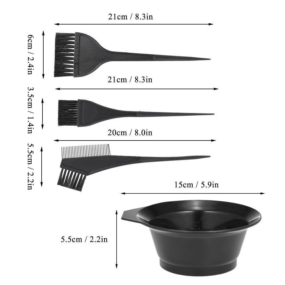 4 Pcs Hair Coloring Tools Kit Dyeing Bowl Brush Double-sided