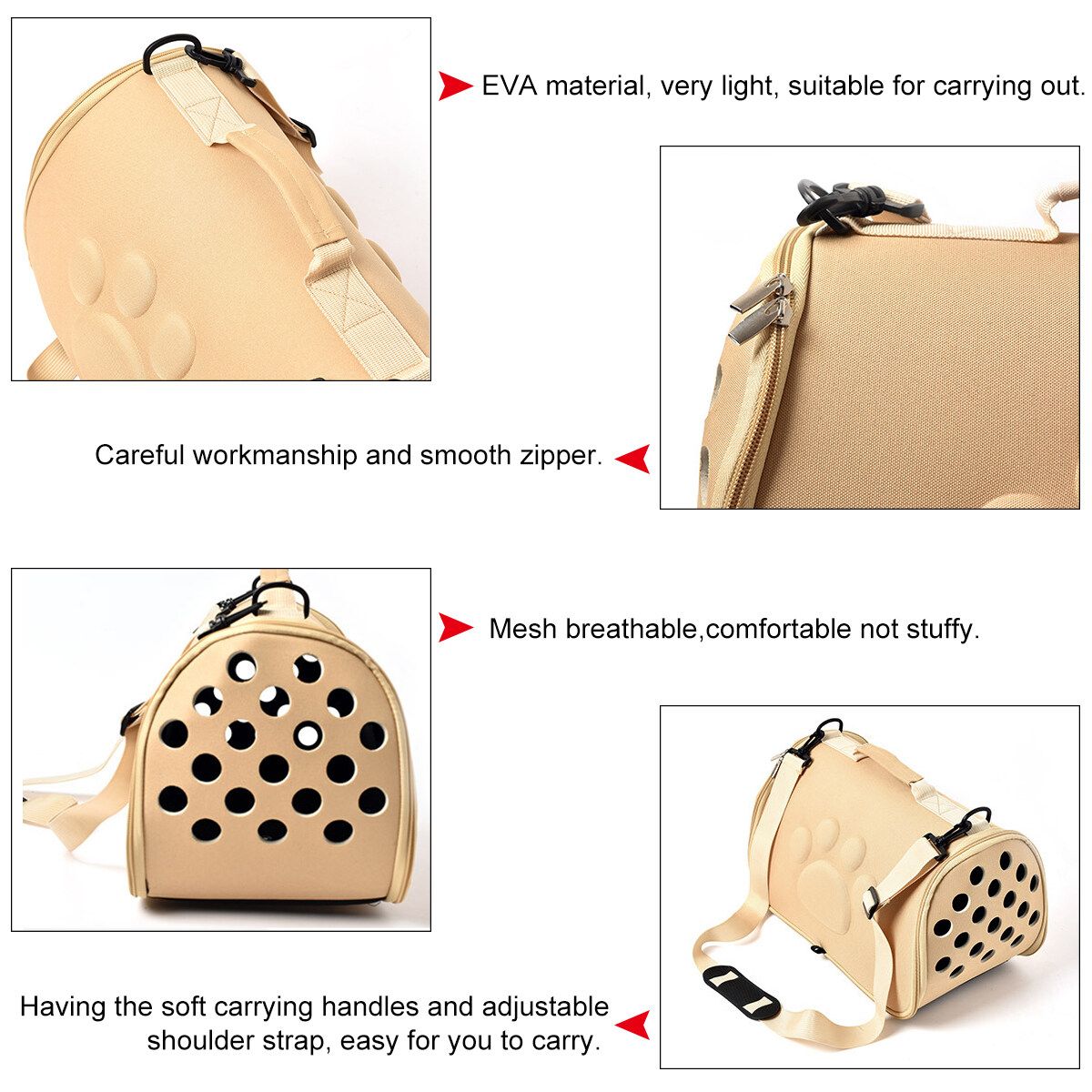 Medium/Large Pet Carrier Bag Portable Cat Handbag Shoulder Bag Travel Carrier Gold L