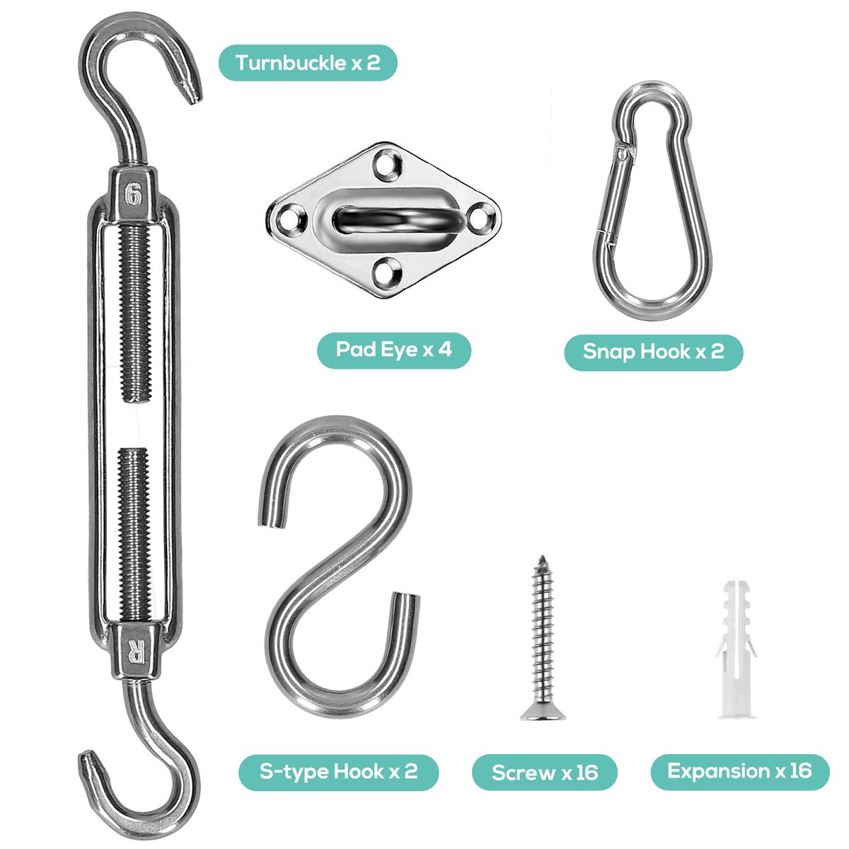 Shade Sail Hardware Kit Triangle Square Rectangle Heavy Duty