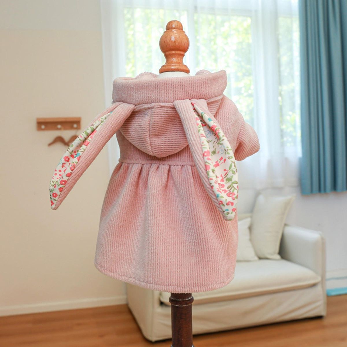 Puppy Dress Solid Color Buttons Pet Dress Pink
