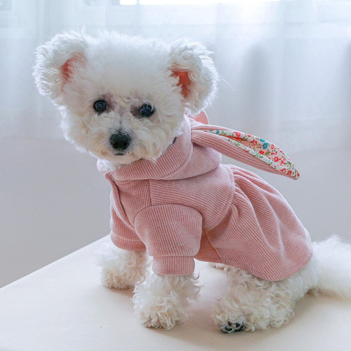 Puppy Dress Solid Color Buttons Pet Dress Pink