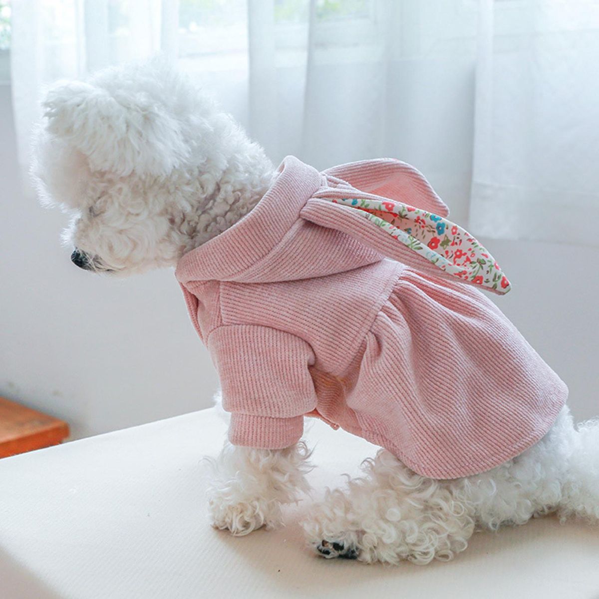 Puppy Dress Solid Color Buttons Pet Dress Pink