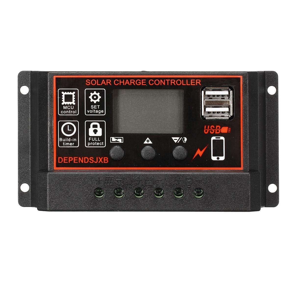 12/24V 10A~60A PWM USB Solar Charger Controller Regulator + Panel + Inverter 30A