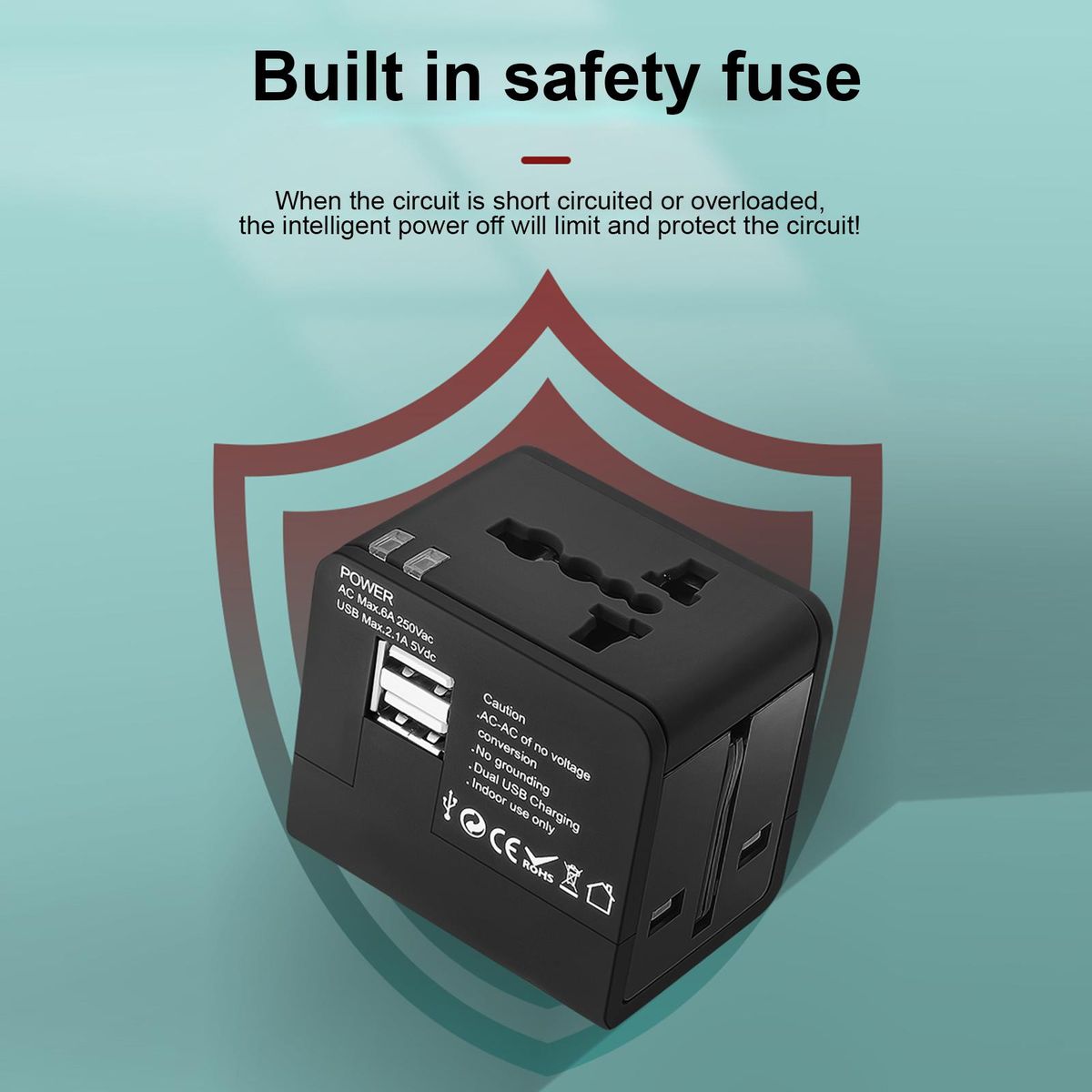Universal Worldwide Phone Charger Travel Wall AC Power Plug Adapter All in One with Dual USB Charging Ports for USA EU UK AU
