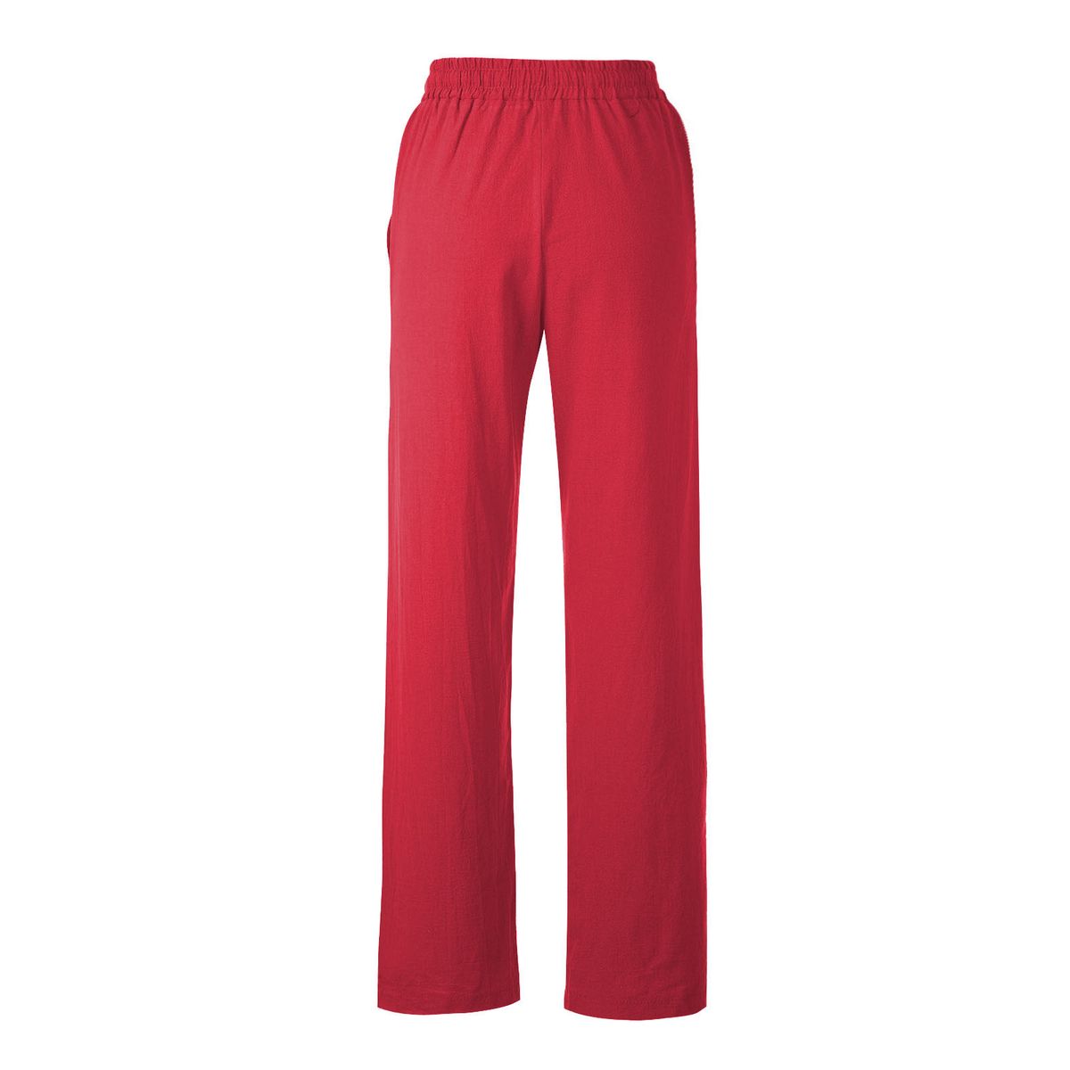 Women Pants Elastic Waist Side Pockets Straight Legs