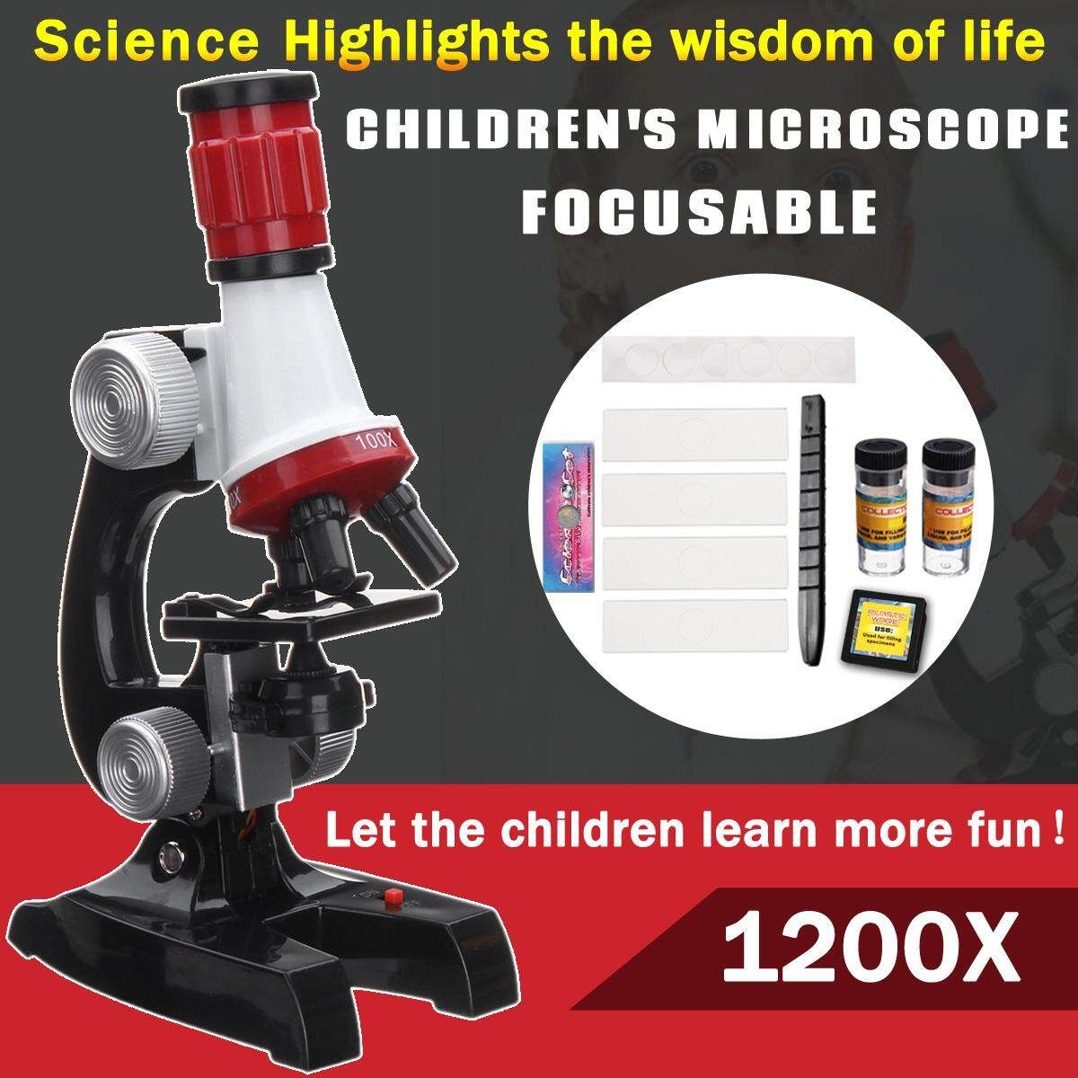 Science Microscope 100-1200x Laboratory Biology Chemistry Magnifier Kids Toys