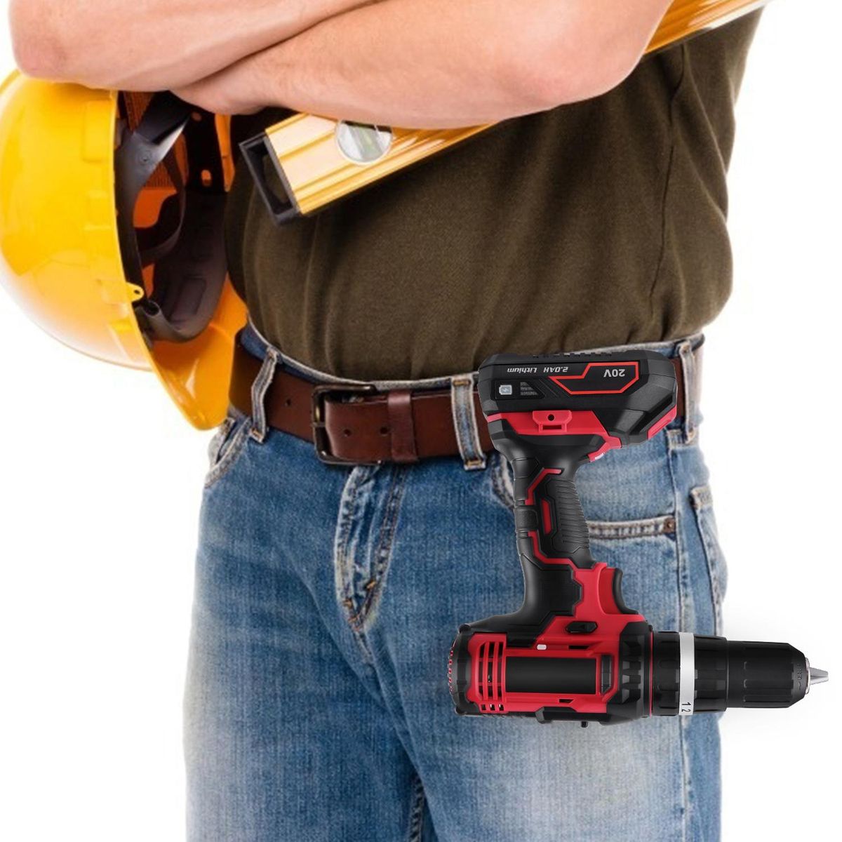 Cordless Drill Driver 20V Cordless Electric Drill Driver with 1pcs Li-Ion Batteries Speed Drill Driver 1H Fast Charger