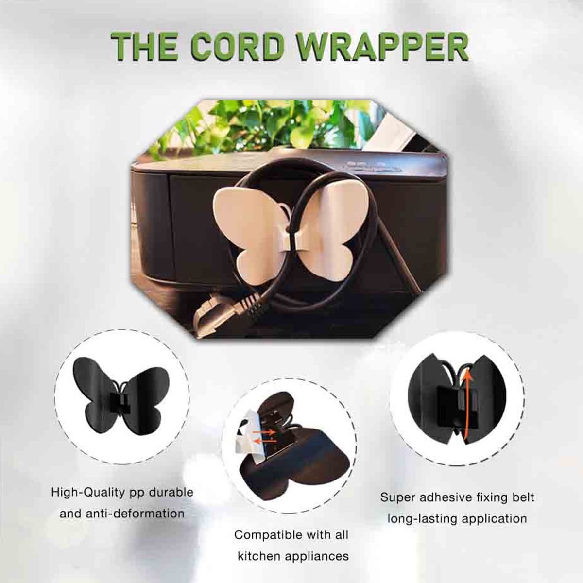 4PCS Tangle-Free Cord Organizer Kitchen Cord Management Wrap