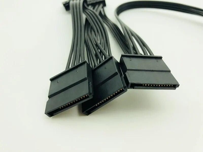 4Pin 18AWG Wire For Hard Drive IDE Molex to 5-Port 15Pin SATA Power Cable Adapter Cord Lead HDD SSD PC Computer Server for Miner