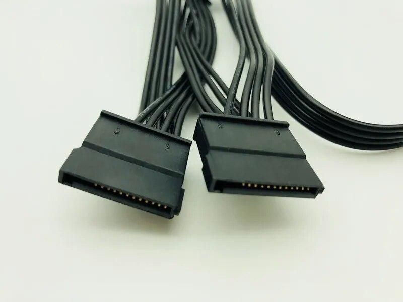 4Pin 18AWG Wire For Hard Drive IDE Molex to 5-Port 15Pin SATA Power Cable Adapter Cord Lead HDD SSD PC Computer Server for Miner