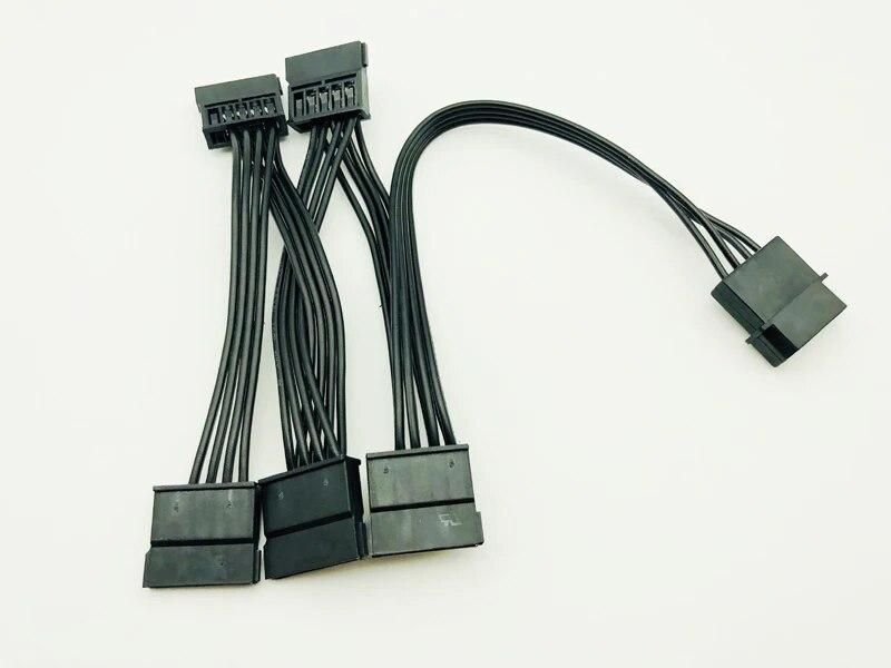 4Pin 18AWG Wire For Hard Drive IDE Molex to 5-Port 15Pin SATA Power Cable Adapter Cord Lead HDD SSD PC Computer Server for Miner