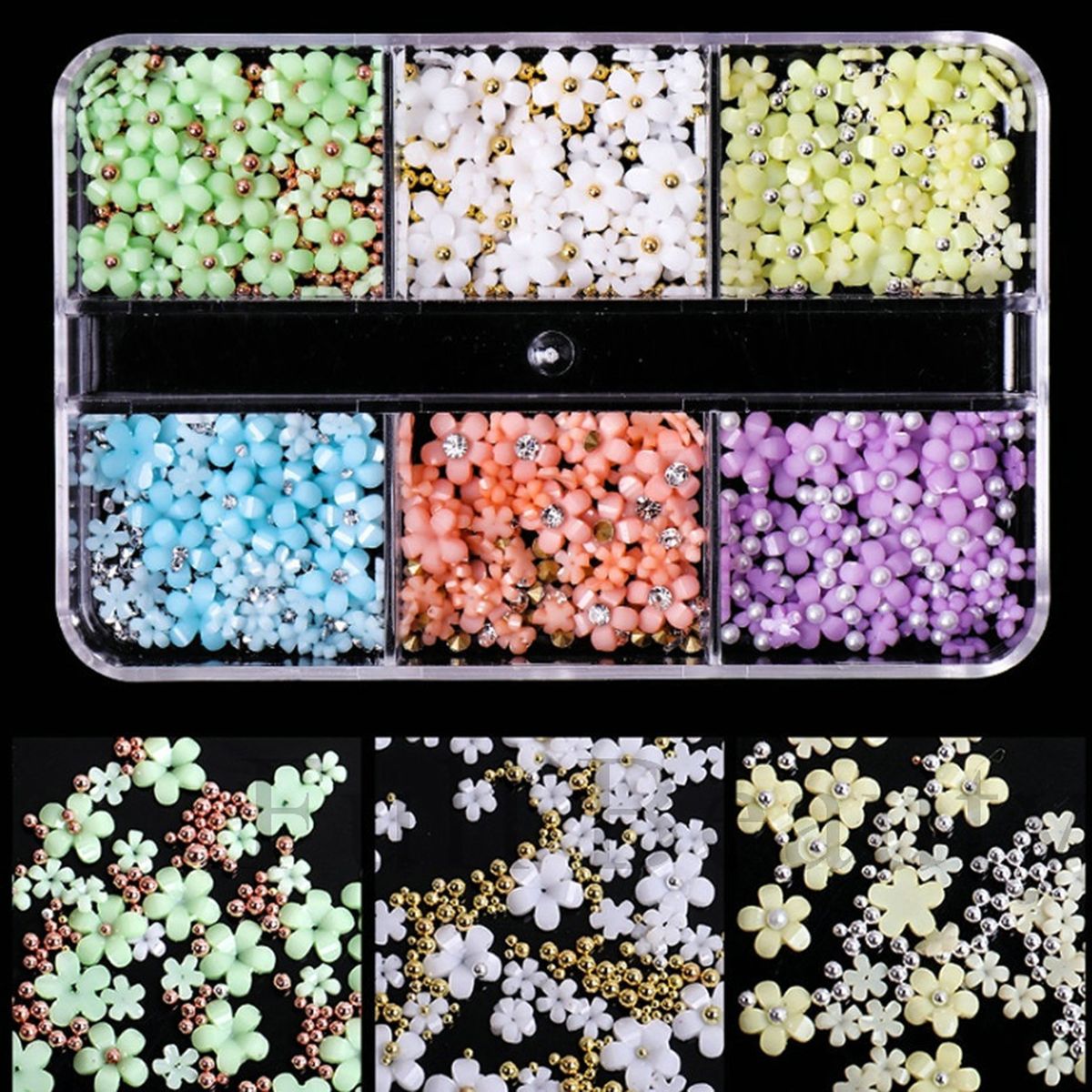 1 Box Nail Charm 3D Flower Petal Style DIY Nail Art Charms C
