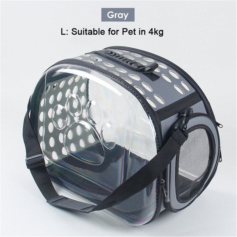 Transparent Pet Portable Carrier Backpack Space Capsule Travel Dog Cat Bag Case Grey Size L