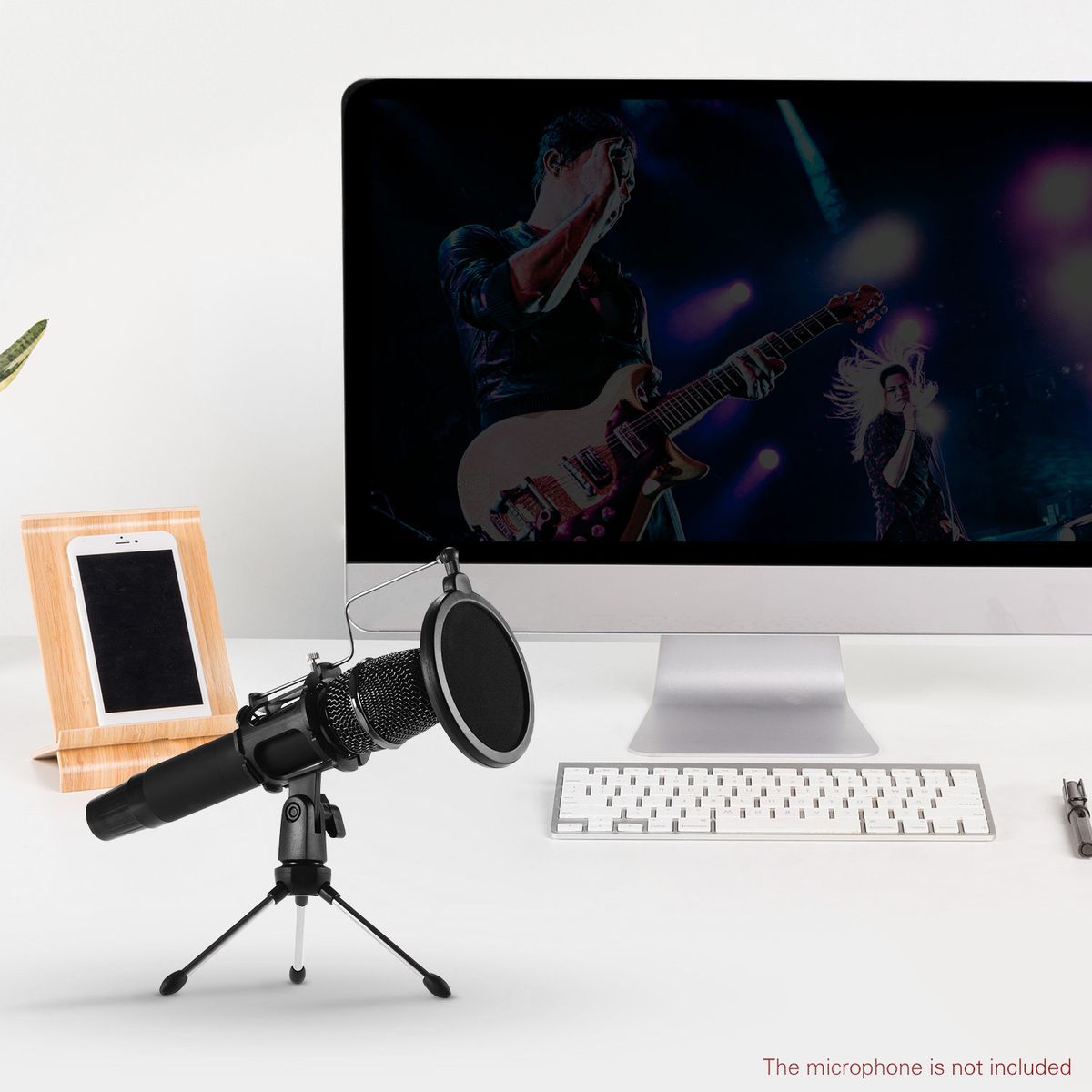 Mini Desktop Microphone Stand + Shock Mount Mic Holder +