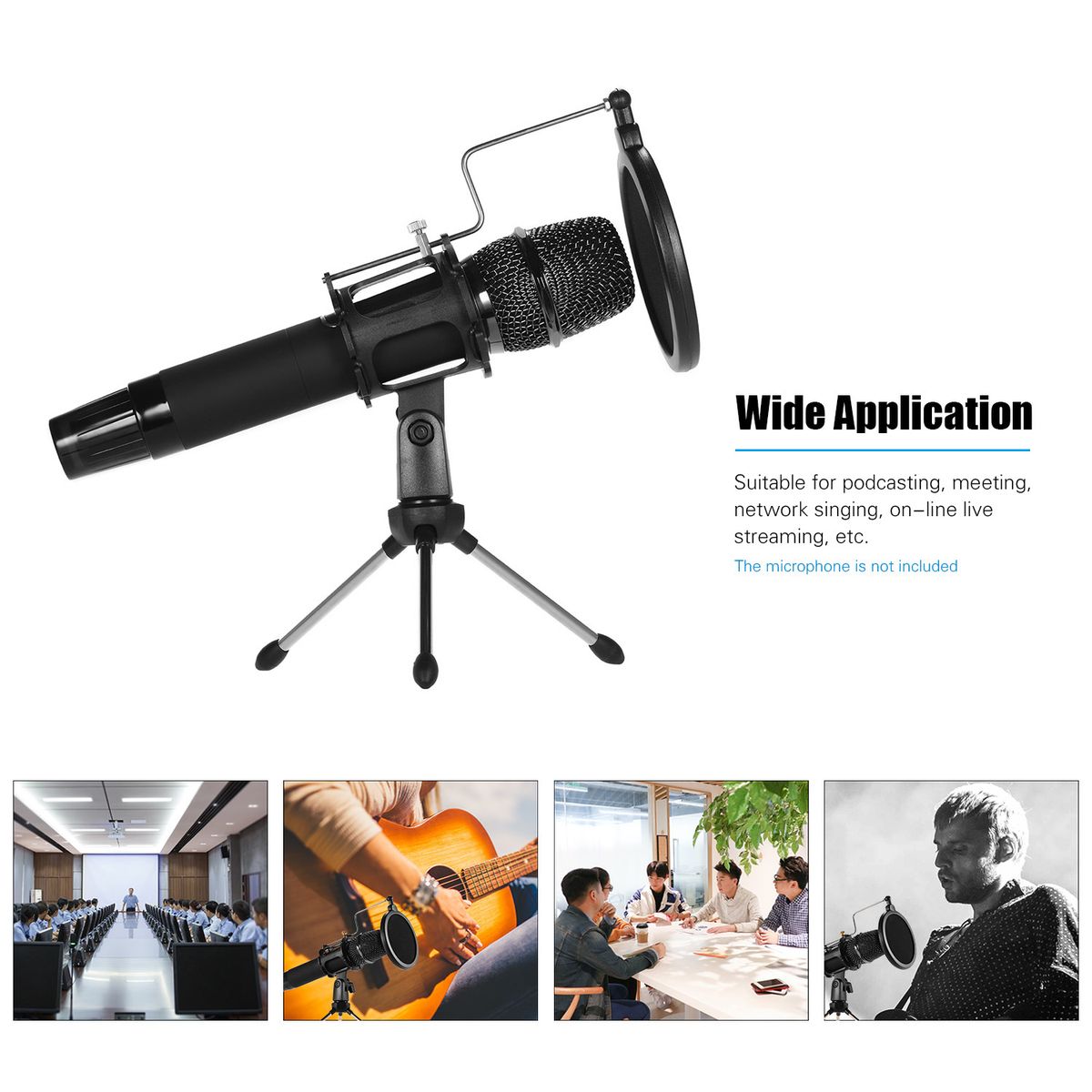 Mini Desktop Microphone Stand + Shock Mount Mic Holder +