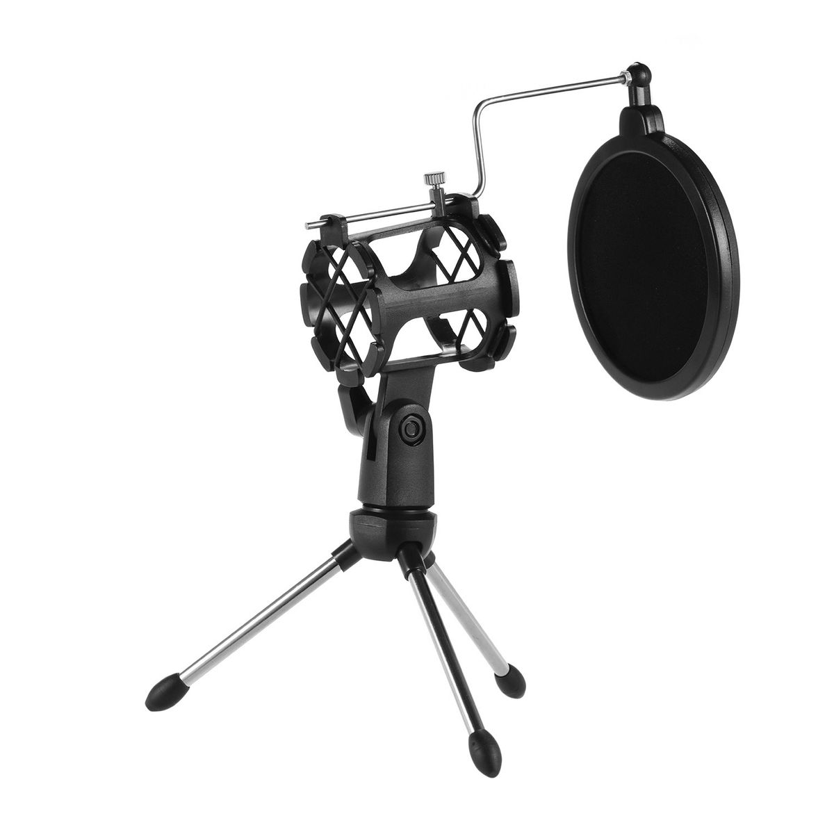 Mini Desktop Microphone Stand + Shock Mount Mic Holder +
