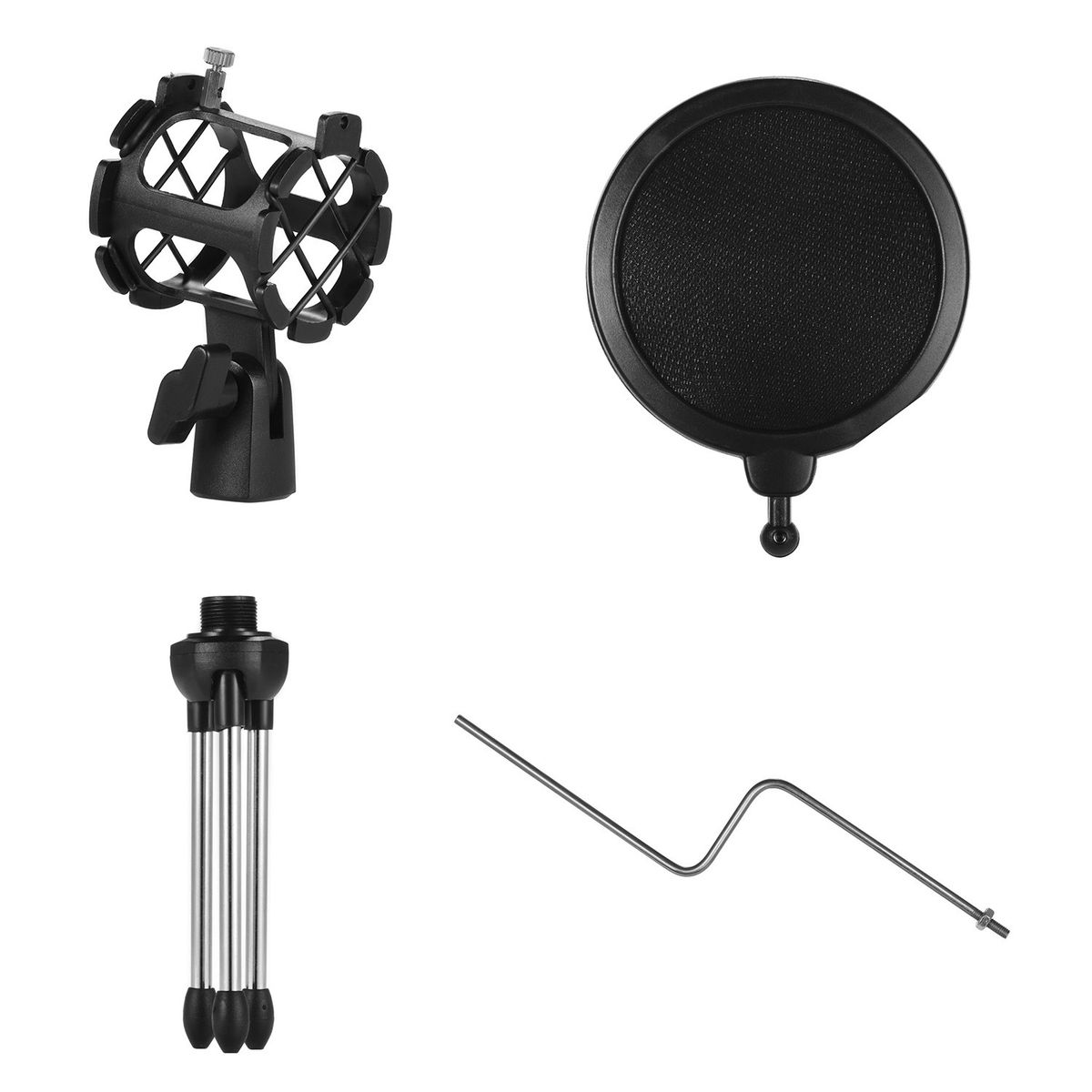 Mini Desktop Microphone Stand + Shock Mount Mic Holder +