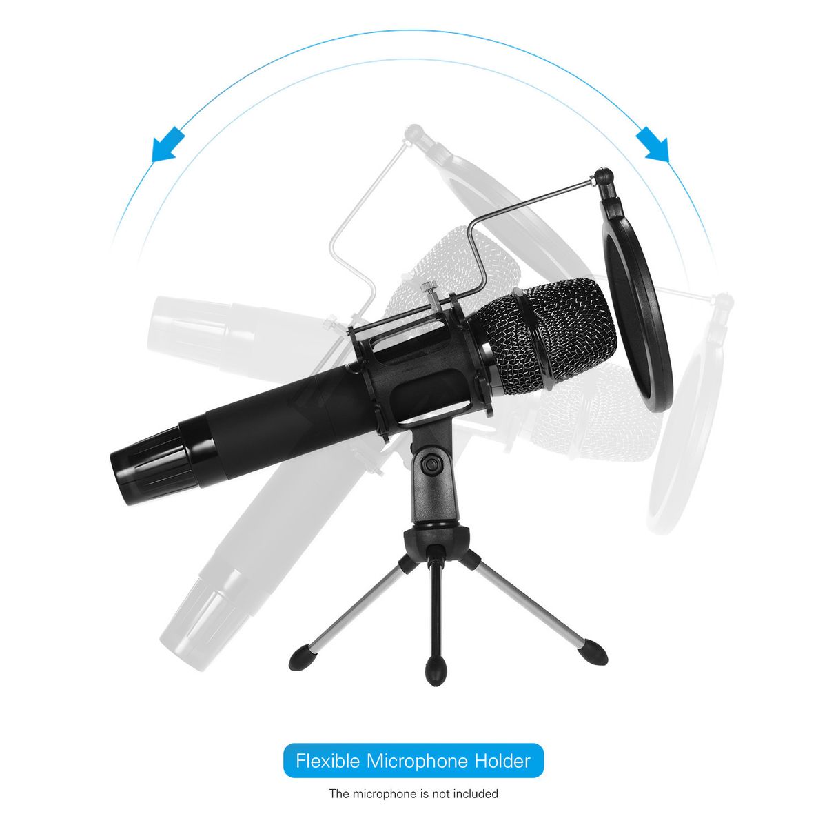 Mini Desktop Microphone Stand + Shock Mount Mic Holder +