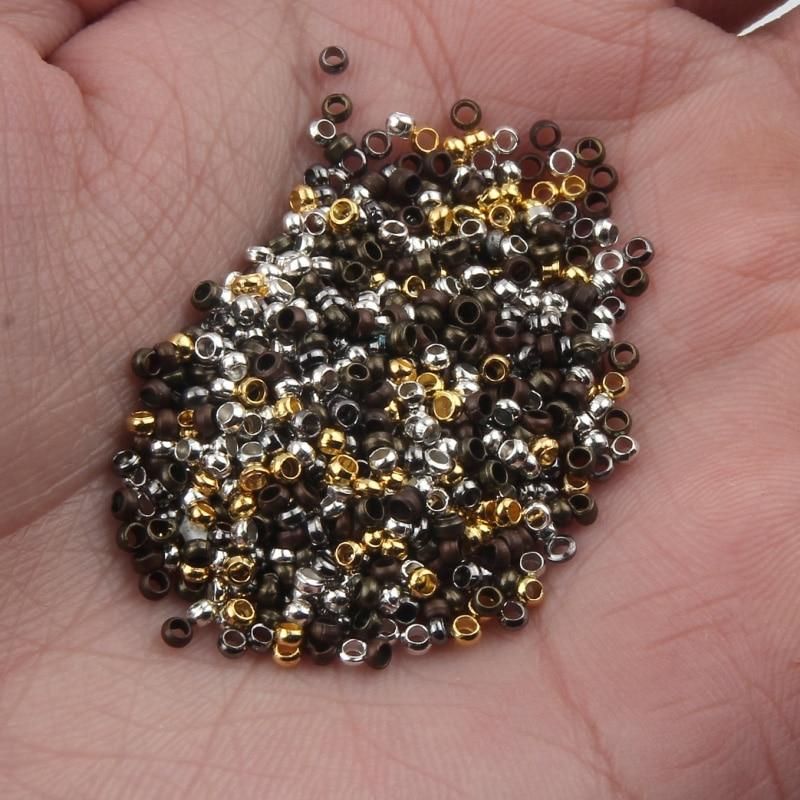 500pcs/lot Mixed Color Ball Crimp End Beads Dia 2 2.5 3 mm Stopper Spacer Beads For Diy Jewelry Making Findings Accessories