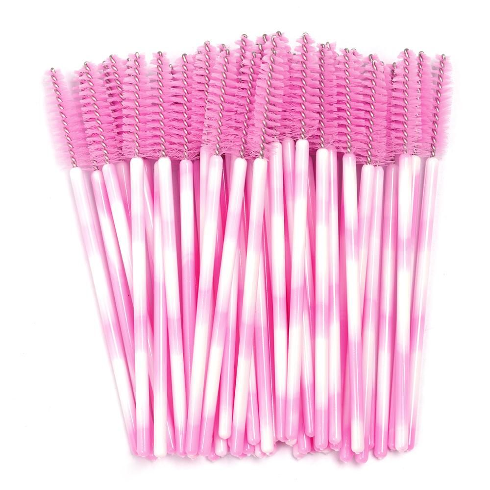 Disposable Mascara Wands Mini Lashes Brushes Mascara Applicator Micro Spoolie Brushes For Eye Lash Strip Pink