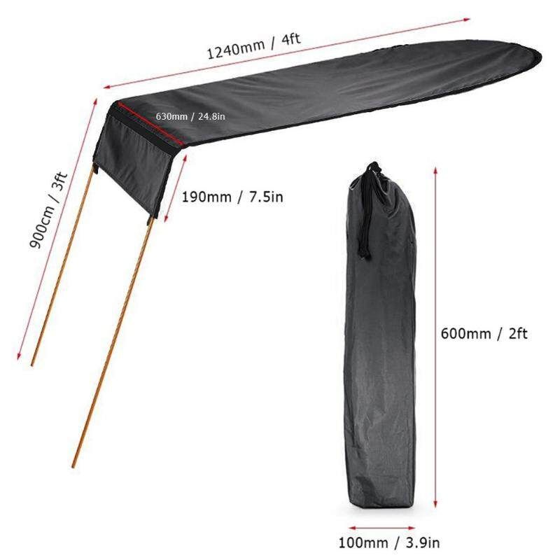 Sun Shade Canopy Waterproof Tarpaulin Black For Kayak Canoe Rubber Boat
