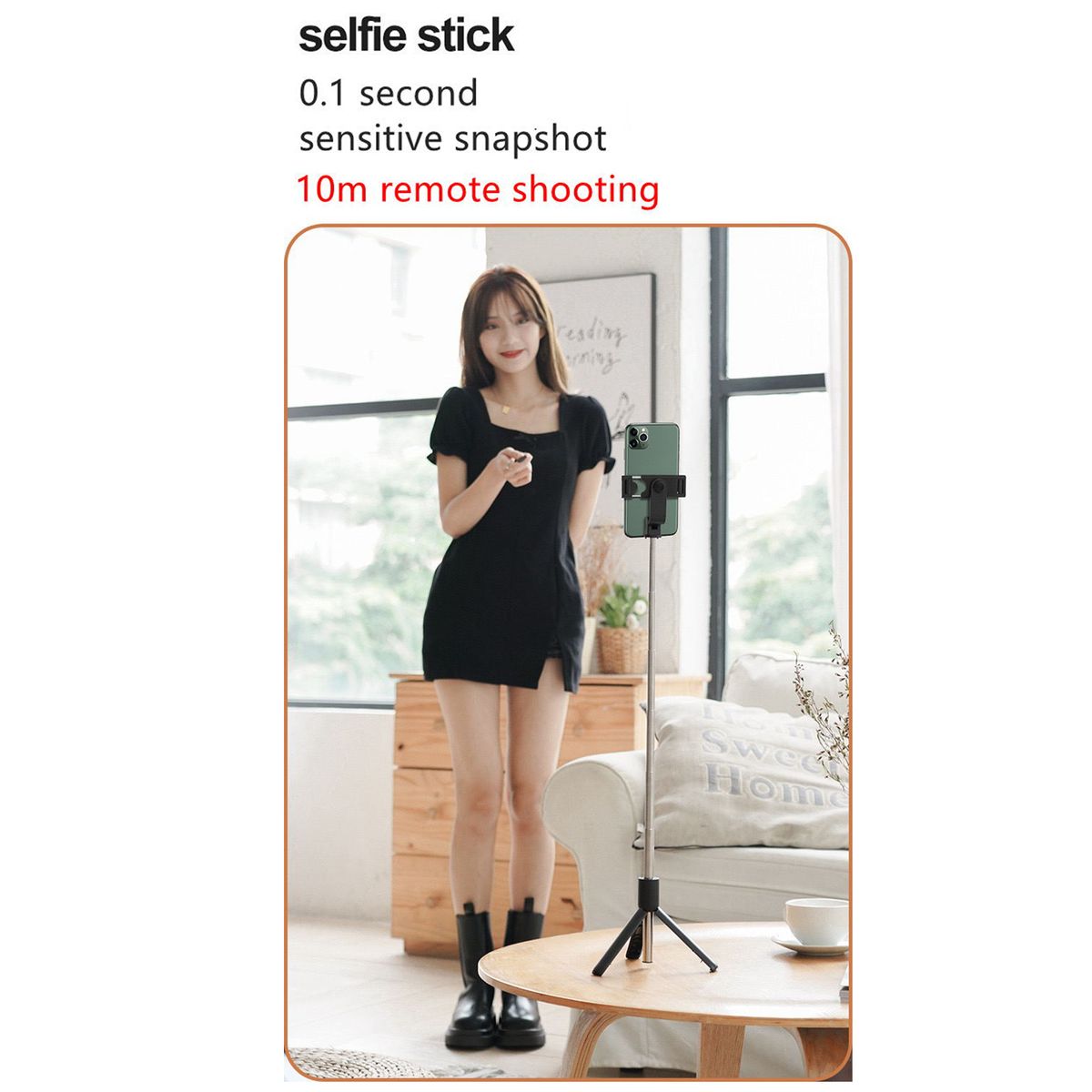 S02 Selfie Stick Tripod With 0.1S Snapshot Extendable BT