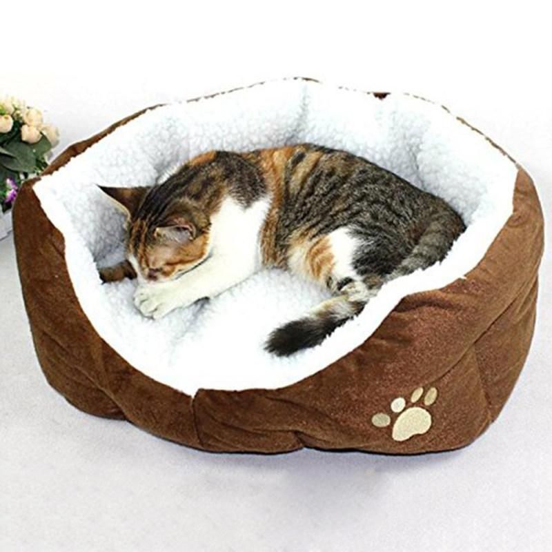 Ultra Soft Plush Cushion Pet Sleeping Bed Warm Mat-Coffee