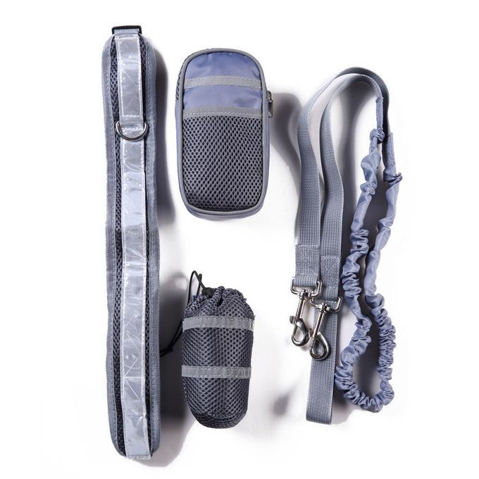 Dog Running Pet Sports Suit Reflective Traction Rope Cover Gray